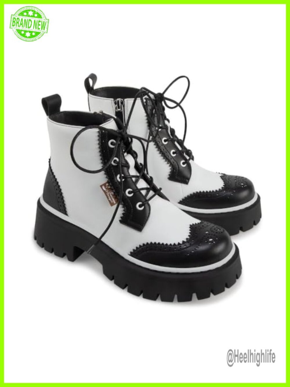 Women's Chunky Ankle Boots Brogue Wingtip Zip Up Rubber Sole